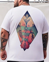 Men's Plus Size Street Fashion Bondage Nude Print Round Neck Short Sleeve T-shirt